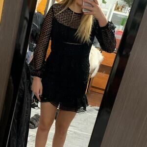 Bardot Black mini dress with sheer 8